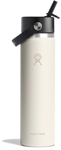Hydro Flask Water Bottle - Insulated Stainless Steel - Wide Straw Lid, Non Spill, Leakproof in 24 Oz Ivory