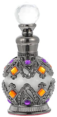 WOONEKY Botella de Viaje de Vidrio para Perfume 15 Ml Negra Esférica Recargable, Dispensador Compacto para Aceites Esenciales, Uso Diario y Viajes, Contenedor Portátil sin Fugas