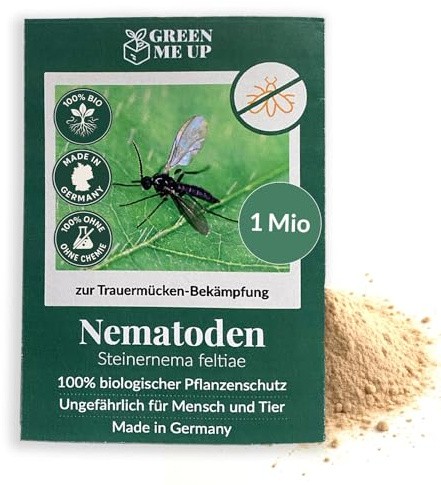 SF Nematoden gegen Trauermücken – 1 Mio. für ca. 10 Pflanzen (2 m²) – Effektive Trauermückenbekämpfung in Blumenerde – Biologische Schädlingsbekämpfung frisch aus der Gärtnerei – Green Me Up