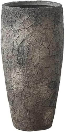 ZQDUFEA Maceta de hormigón Gris, macetas Altas y Redondas de pie con Agujeros de Drenaje, Maceta para el hogar, Patio, jardín, contenedor de Plantas