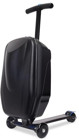CyyKcc Scooter - Valigia per bambini, 2 in 1, da viaggio, pieghevole, a 3 ruote, colore: Nero
