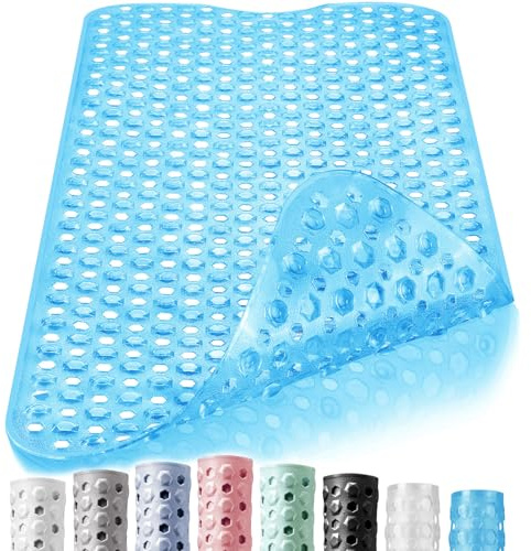 DOPROP Anti-Slip Bathtub Mat 100x40cm, Vinyl Shower Mat with Suction Cups | Anti-mould vinyl for hygiene. Safe for elderly. Fits bath and toilet. Rapid drainage stops water pooling. Easy to clean