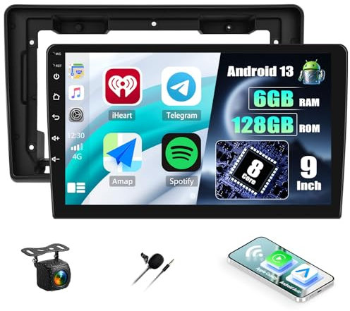 6+128G CAMECHO 9 Zoll Navi Autoradio für FIAT Ducato/Peugeot Boxer/Citroen Jumper 2011-2022 mit Rückfahrkamera, Android 15 Wireless Carplay Android Auto Bluetooth Radio mit WiFi FM/RDS DSP GPS