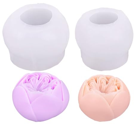 LdawyDE Stampi per Candele Fiori, 2 Pezzi Stampi per Resina Fiori, Rose Stampo, Adatto per la Fabbricazione di Candele, Saponi Artigianali, Dolci