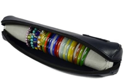 CLISPEED Organisateur de Bijoux en Cuir Pu Ensemble de Rangement avec Rouleau en Éponge Amovible, pour Bracelets et Bracelets Rigides Pendant Vos Déplacements