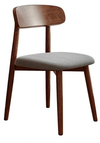 Sillas de comedor modernas de mediados del siglo, sillas de comedor de madera maciza con cojín de lino y respaldo curvo, sillas de cocina tapizadas para cocina de salón, nuez,1psc