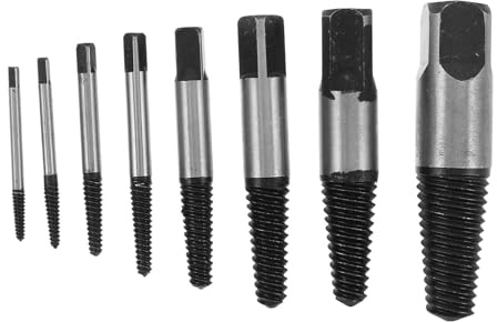 TOBBOMEY Extracteur de Vis Cassées 8 Pièces en Acier Robuste Gris Kit D’Extracteurs de Boulons Endommagés pour Plomberie Réparation Maison et Atelier Outil pour Retirer Vis Foirées et