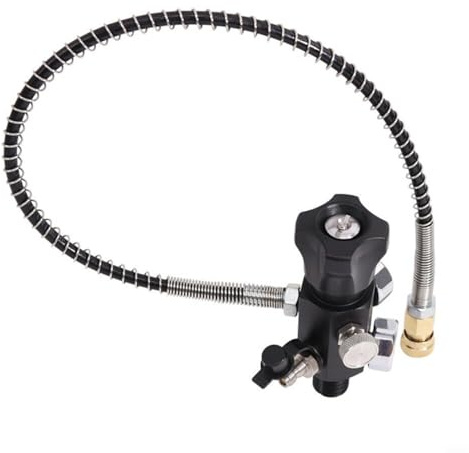 GANCEI 1 valvola di riempimento a doppio calibro, adattatore di ricarica 7/8-14Unf con tubo flessibile da 50 cm, stazione di ricarica 6000 psi per cilindro ad aria in fibra di carbonio, caccia