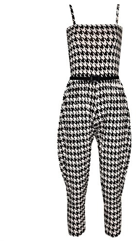 Flickor jumpsuit barn blommig leopard aztek tribal tryck trendig lekdräkt allt i en ålder 7 8 9 10 11 12 13 år, Hundtand, 13 År