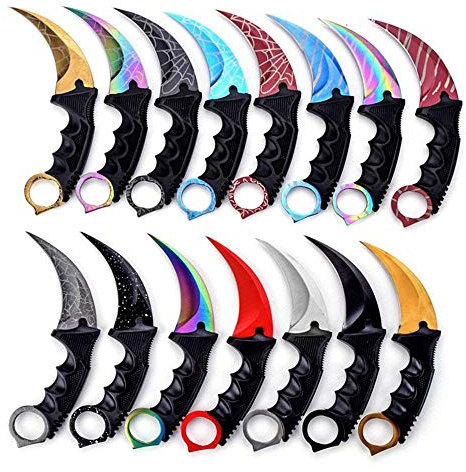 WeTop Karambit Messer 2er Set, Edelstahl Feste Klinge Taktisches Messer mit Scheide und Schnurmesser CS-GO für Jagd, Camping, und Feldüberleben