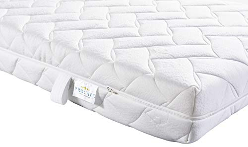 PROCAVE AloeVera Matratzenbezug versteppt, mit 4-Seiten Reißverschluss und 4 Handgriffen, 100% aus Deutschland in 90x200 cm für Matratzen-Höhe 10cm