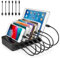TechDot Station de Charge USB Chargeur Multiple 6 Ports Station Recharge avec Interrupteur Support de Charge pour Téléphone Tablette et Plus appareils,6 Câble Courts Inclus, Nior