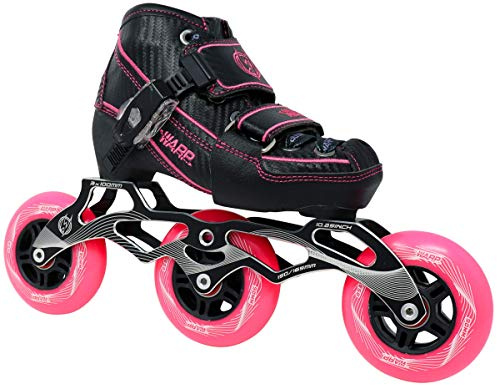 Warp Children's Inline Speed Skates - Adjustable Kids Rollerskates - Roller Skate Blades for Boys and Girls - Indoor and Outdoor Childrens Roller Skates - Size Adjustable Comfort (Pink, Medium)