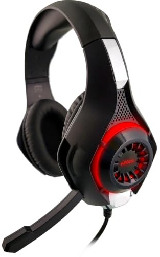 Nyko Core Universal Stereo Gaming Headset w/Retractable Microphone, Red LEDs & Soft Ear Cushions - Perfect for PS5, PS4, Xbox, PC & Nintendo Switch Gaming!