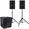 Vonyx 2.1 PA Soundsystem, DJ Boxen, 1100 Watt DJ Lautsprecher Set, Mobile PA Anlage Komplettset, Musikanlage mit Subwoofer und Stativ, Aktiv PA Lautsprecher Aktiv Set, Beschallungsanlage Komplett