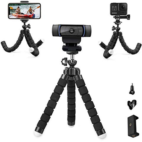 Soporte para cámara web con trípode de esponja Mini para mesa de esponja – Multifuncional Flexible Webcam Soporte para Logitech Webcam, teléfono ligero y cámara deportiva