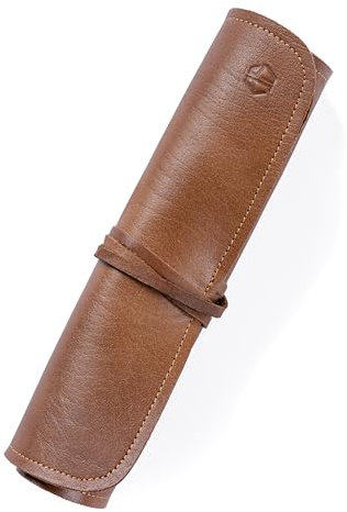 Angus Stoke Rouleau de Couteau de Chef en Cuir véritable de Haute qualité à 7 Fentes Steve - Sac à Outils Enroulable Sac à Outils fermable - Sac à Couteaux Steve (7 - Compartiments, Brun)