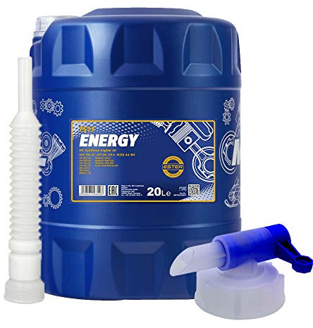20 Liter, MANNOL 7511 Energy 5W-30 Motoröl + Ausgießer + Zapfhahn