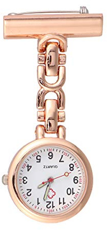 UKCOCO Krankenschwester-taschenuhr-hängeuhr Mit Anstecknadel Medizinische Tragbare Uhr Für Pflegekräfte Retro-Design in Roségold Als Accessoire Und Geschenk