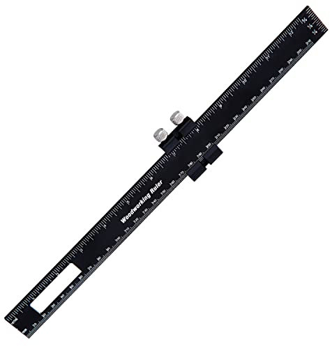 Streichmaß, Markierlineal Messlineal Metall 300mm, markierwerkzeuge Messgerät, Metall Lineal für Holz, Streichmaß mit Zoll- und metrischen Skala für Holzbearbeitung, Heimwerken, Handwerk-12 Inch