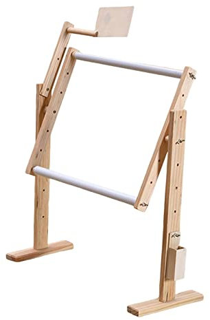 F Fityle Tisch-Stickerei-Halter, um 360 drehbarer Holz-Kreuzstichrahmen, verstellbarer Holz-Stickständer, Desktop-Näh-Handwerkzeuge