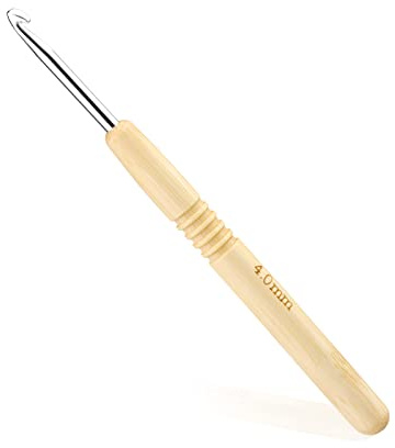 Ruasol 4 mm Häkelnadel, Ergonomischer Griff für Arthritische Hände | Ergonomische Häkelnadel Holzgriff häkeln Extra Leichte Stricknadeln für Anfänger und Häkelgarn