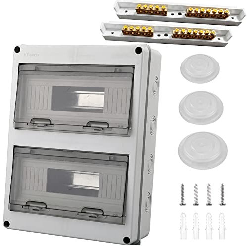 Scatola Elettrica da Esterno IP65, Scatola dei Fusibili Impermeabile con Morsettiera, Guida DIN, Copertura Impermeabile, 24 Moduli Installazione in Giardino o in Altre Are