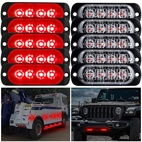 Yifengshun 10pcs 4LED Rosso Warning Light Super luminoso Strobe Light Bar 18 Modalità Flash Per Auto Camion Pickup SUV Off Road Police Car 12-24V