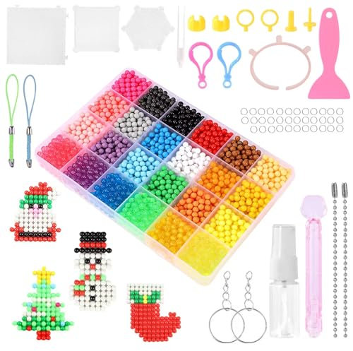 Wisplye Wasserperlen Nachfüllset, 3000 Perlen Bunte Bastelperlen Wasse Magische Wasserperlen DIY Spielzueg mit Kunsthandwerk Zubehör für Kinder 6 7 8 Jahre (24 Farben)