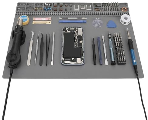 Professional Anti-Slip Watch Repair Mat, 35x25cm Rubber Workbench Pad – Anti-Static, Easy-Clean with Parts Storage Grooves, Ideal for Watchmaking & Precision Repairs