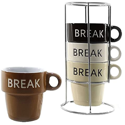 cosedacasa Tazzone da latte casa tazza per caffè lungo cappuccino impilabili set4 230 ml in ceramica microonde lavabile in lavastoviglie
