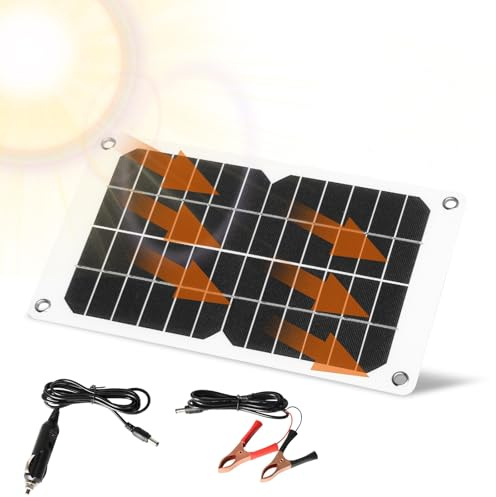 Jadeshay Solarpanel 12V 20W Solarladegerät mit Krokodilklemmen, Solarmodul Solarpanel Tragbares für Autos, Solarstraßenlaternen und wissenschaftliche Projekte