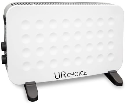 UR CHOICE Electric Convector Heater for Home with 3 Heat Settings (750W/1250W/2000W), Adjustable Thermostat, Overheat & Tip Over Protection, Portable Freestanding Fan Heater for Office & Bedroom