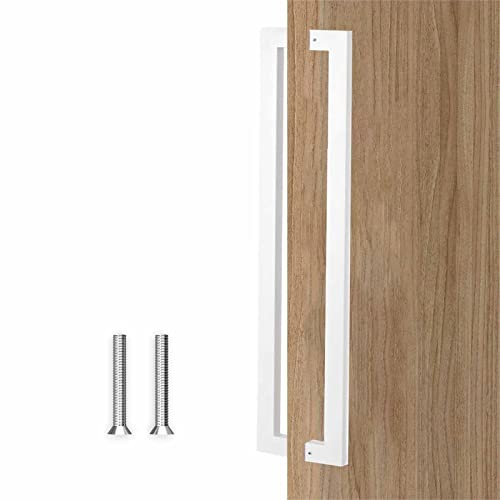 Scheunentür-Zuggriff, quadratisch, robuster Edelstahl-Torgriff, Haustürgriff-Hardware-Set für Scheunentor, Tore, Garagen, Schuppen (Farbe: Gold, Größe: 150 cm/59 Zoll – 146 cm) (weiß 150 cm/59 Zoll)