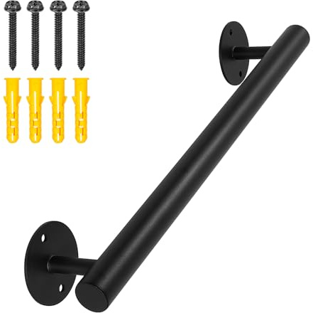 Purife 1.6 FT Black Metal Heavy Duty Stair Railing Indoor, Wall Mounted Iron Staircase Handrail - Hand Railings Kit for Garage, Basement, Porch Steps, Outdoor Deck Rails, Safety Grab Bars for Elderly
