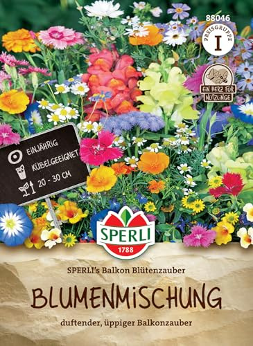 Sperli Blumensamen-Mischung SPERLI's Balkon Blütenzauber 88046, Saatgut | Kübelgeeignet, üppiger Balkonzauber, Wuchshöhe 30 cm, einjährig, für Beet, Kübel & Balkonkasten