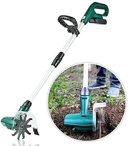 Motobineuse de Jardin, rotavateur, motobineuse portative sans Fil 20 V/rotavateurs/cultivateurs pour Le Jardin avec Batterie Rechargeable/poignée réglable, Parfait pour Les Jardins