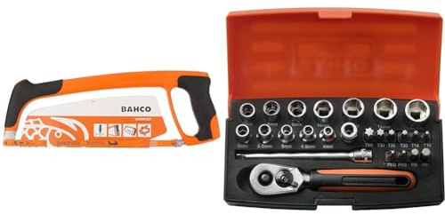 Bahco 319 Hacksaw Frame, 300mm Blade & Socket Set 1/4 Drive 25 PIECE SL25