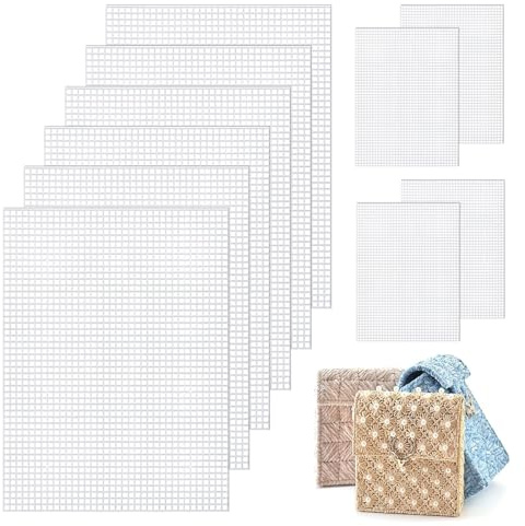 10 Stück Plastic Canvas Sheets, 22 x 30cm Kreuzstich Kunststoffgitter, 4mm Kunststoffgewebe Leinwandblätter für Stickereien, Bastelarbeiten, DIY Taschen, Strickhäkelprojekte, Aquarium Trennwände