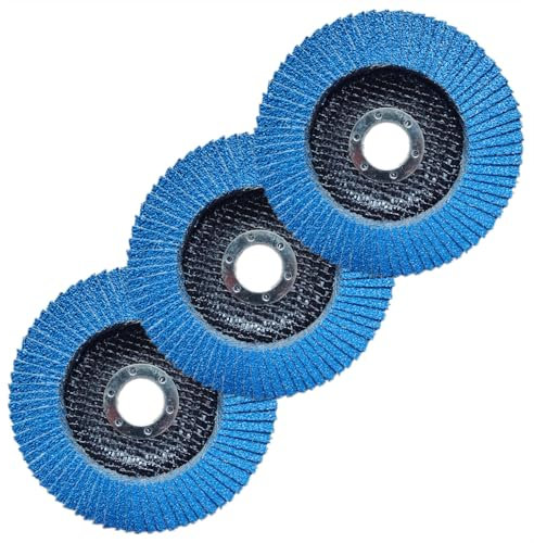 ROZZLOOM Dischi lamellari in zirconio 4-1/2 per smerigliatrice angolare, grana 60, disco abrasivo con albero da 7/8, disco lamellare da 11,4 cm, per levigatura legno, metallo, acciaio inossidabile, 3