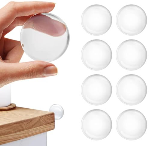 8 Pezzi Fermaporta a Parete Adesivo, Ermaporta Maniglia a Muro, Fermaporta Paraurti da Parete, Fermaporta Maniglia Trasparenti Rotondi in Gomma 40x8mm