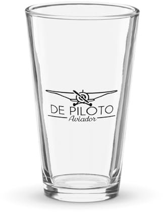 Vaso Shaker de Aviación | Vaso de Cristal para Cerveza y Cócteles | Diseño con Logo de Piloto Aviador | Vaso de Cristal 16 oz | Vaso para Caña | Producto Artesanal | Funcionalidad Versátil | Mezclador