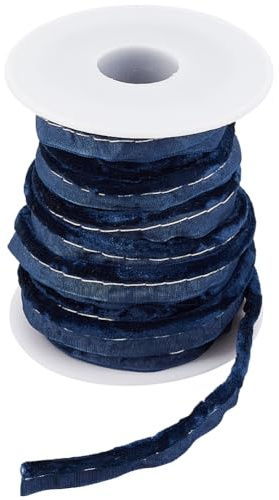 DELORIGIN 10 Yards Velvet Ribbons Blue Piping Cord Trim Piping Bias Tape Piping Trim with Welting Cord for Sewing Upholstery Piping Trim Piping Cord Trim DIY Crafting Fabric Edge Trim Home Decor