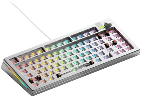 Glorious Gaming GMMK 3 PRO Barebones : kit clavier personnalisé, molette, corps alu et joints modulaires, clavier 75 % (hot swap), mousse insonorisante, plaque de commutation alu, ANSI - Argenté