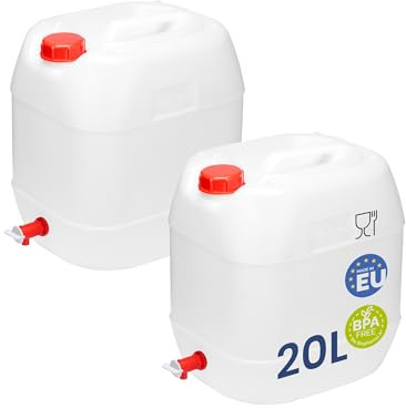 Garronda Garrafa Agua con Grifo sin BPA Bidon 20 litros Depósito de Camping Accesorios Garrafa con Grifo Deposito Agua Camper 2 Pack Blanco GD-0083