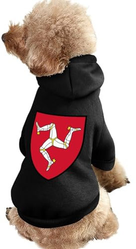 Kapuzenpullover für Hunde mit Wappen der Isle of Man, Bedruckt, lustiges Winter-Hunde-Sweatshirt, Katzen-Kapuzen-Welpen-Outfit, süßes Kostüm für kleine, mittelgroße und große Hunde und Katzen