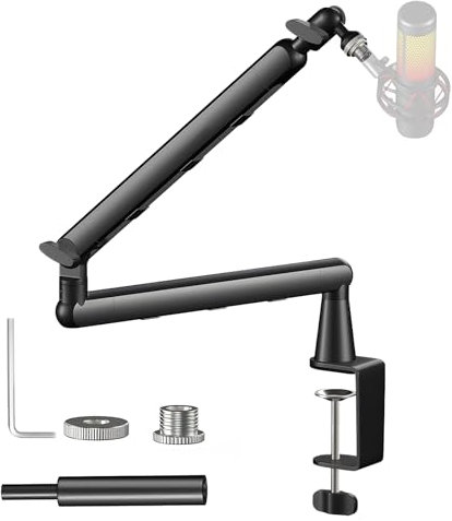 YedZen Mikrofon Ständer Tisch mit 360° Drehbarem und 3/8 bis 5/8 Adapter, kompatibel mit RØDE, Razer Mikrofone, Mikrofon Arm, Low Profile Mikrofonarm, Mikrofonarm Boom Arm