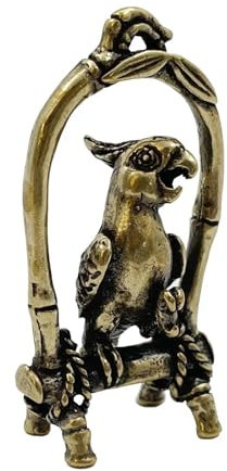 Tierfiguren, 5,1 x 2,6 cm, antikes Kupfer, Handwerk, Vogelkäfig, Papageienfiguren, Miniaturen, Schreibtisch-Ornamente, Messing, Tier, Vogel, Schlüsselanhänger, Anhänger, Schmuckdekoration