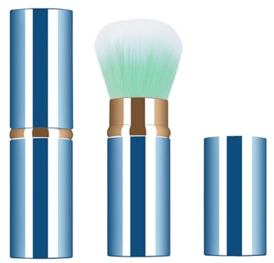 Xinpinzhou Einziehbarer Make Up Pinsel, Professionelle Puderpinsel Blush Rouge Pinsel Puder, Kabuki Foundation Makeup Brush, Rougepinsel Blau