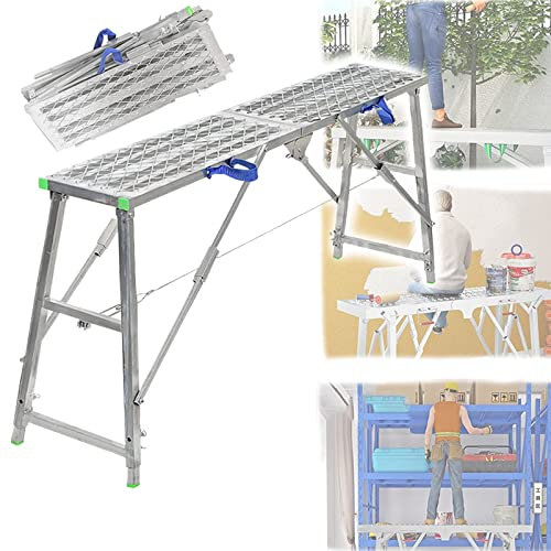 Plateforme d'échafaudage pliable avec hauteur réglable pour laver les véhicules, nettoyage, entretien, escabeau portable pour une utilisation polyvalente (140 cm)